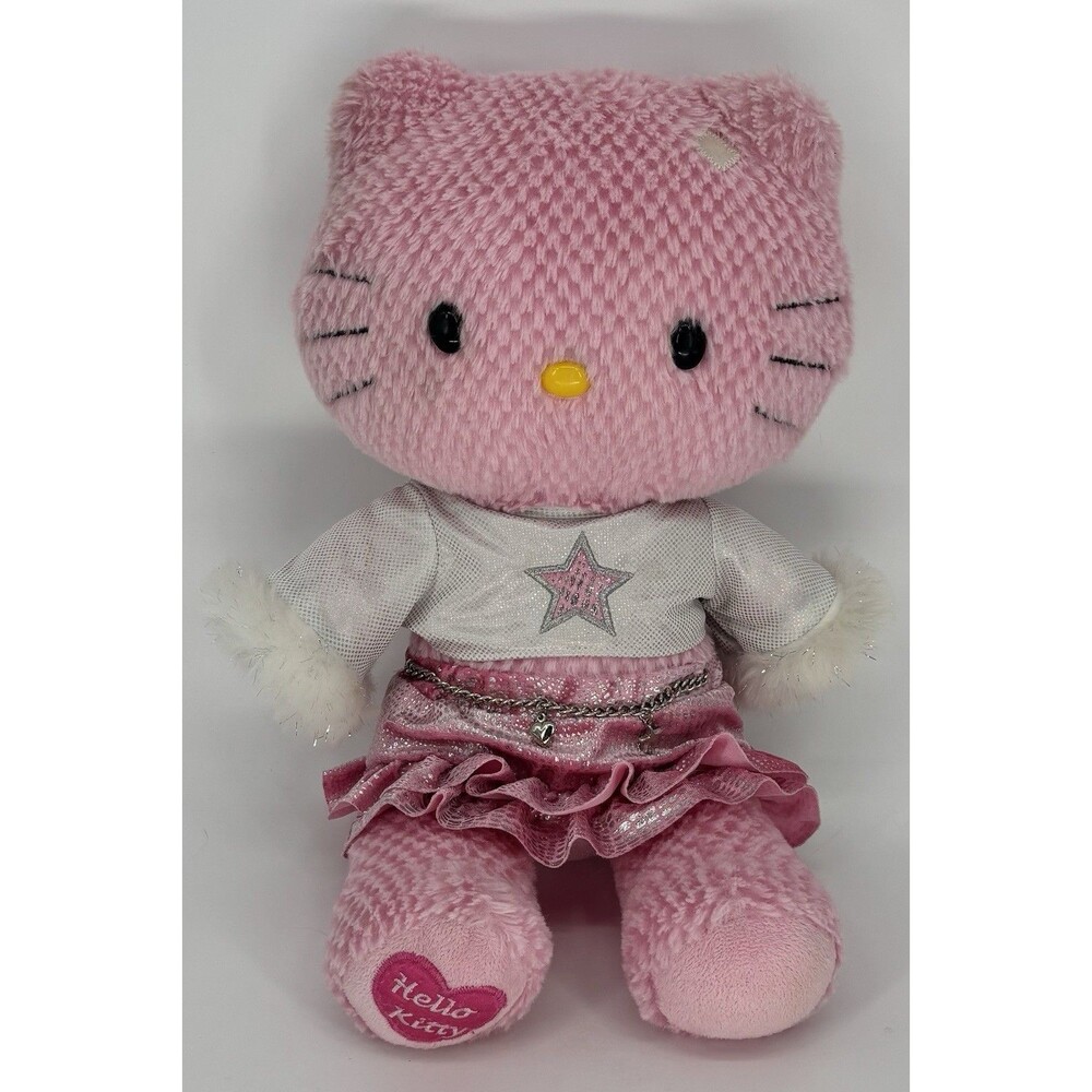 2011 Build A Bear Hello Kitty Pink Waffle Plush 19” Sanrio Star Outfit BABW